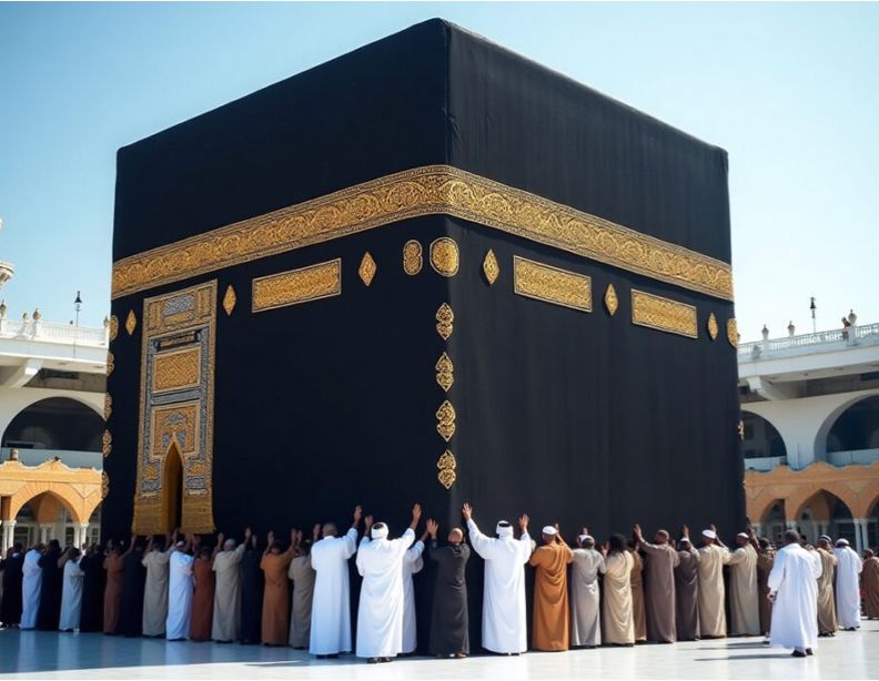 Kaaba and pilgrims in Makkah